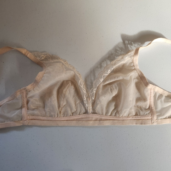 Understance Peach Lace Triangle Bralette Bra Size Large Unlined Sexy - Picture 3 of 4